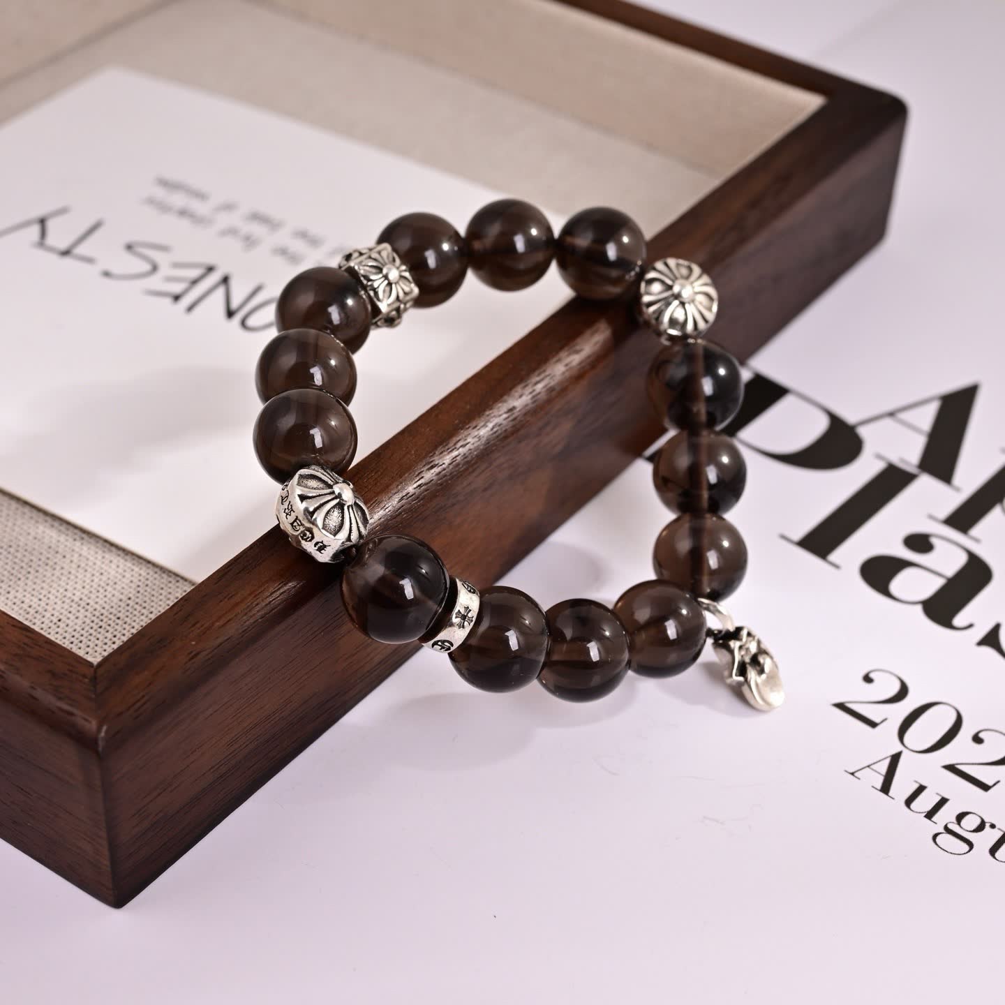 Chrome Hearts ONESESTY Black Agate Bracelet with Silver Accents